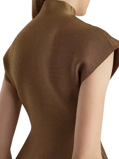 Khaite Women's Knit Peplum Hem Top - Carob | Thumbnail 6