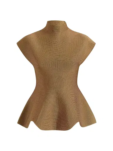 Khaite Women's Knit Peplum Hem Top - Carob | Thumbnail 1