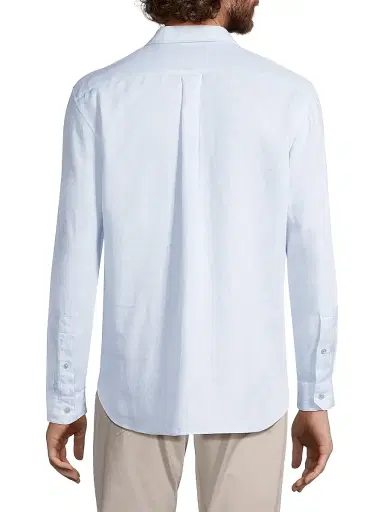 Vince Men's Linen Button-Front Shirt - Glacier | Thumbnail 5 Vince Men's Linen Button-Front Shirt - Glacier | Thumbnail 5