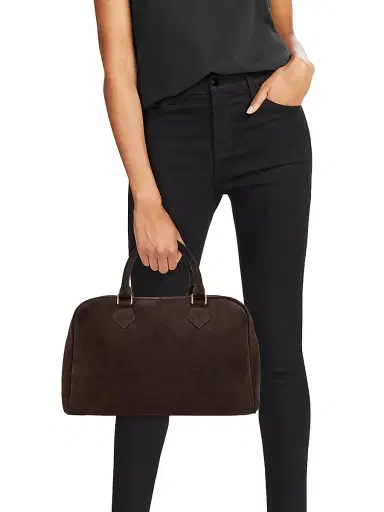 Nili Lotan Women's Jaclyn Suede Top Handle Bag - Espresso | Thumbnail 2