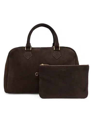 Nili Lotan Women's Jaclyn Suede Top Handle Bag - Espresso | Thumbnail 7