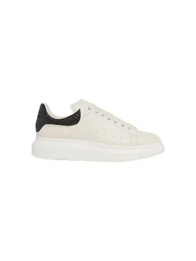 Alexander McQueen Men's Oversized Grainy Leather Low-Top Sneakers - White Black | Thumbnail 1 Alexander McQueen Men's Oversized Grainy Leather Low-Top Sneakers - White Black | Thumbnail 1