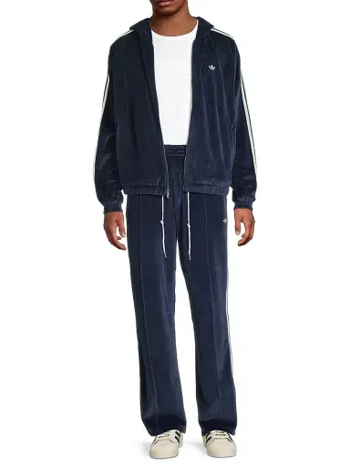 adidas Men's x Wales Bonner Velour Collegiate Track Jacket - Collegiate Navy | Thumbnail 2