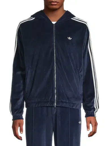 adidas Men's x Wales Bonner Velour Collegiate Track Jacket - Collegiate Navy | Thumbnail 3