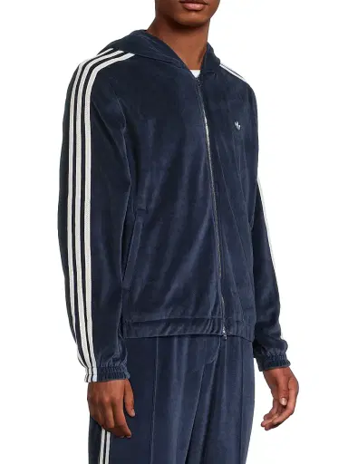 adidas Men's x Wales Bonner Velour Collegiate Track Jacket - Collegiate Navy | Thumbnail 4