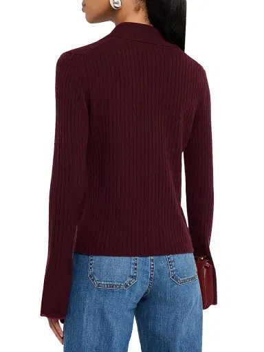 Ramy Brook Women's Cathy Rib-Knit Cashmere Cardigan - Dark Purple | Thumbnail 4