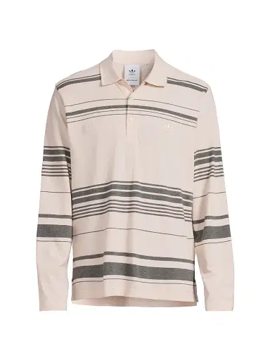 Adidas Men's x Wales Bonner Striped Stretch-Cotton Polo Shirt - Wonder Quartz - Size XXL | Thumbnail 1 Adidas Men's x Wales Bonner Striped Stretch-Cotton Polo Shirt - Wonder Quartz - Size XXL | Thumbnail 1