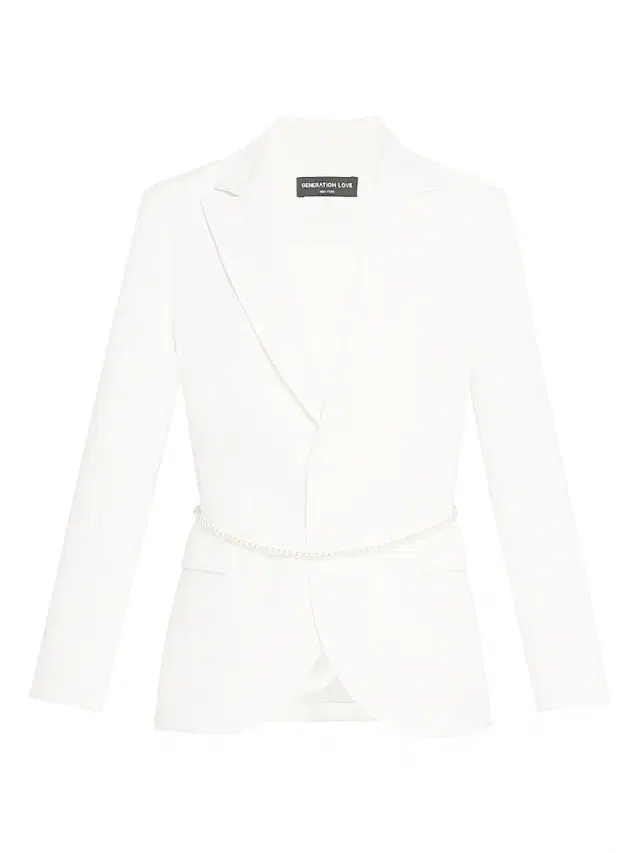 Chapman & Myers Women's Martina Pearl Belted Crepe Blazer - White