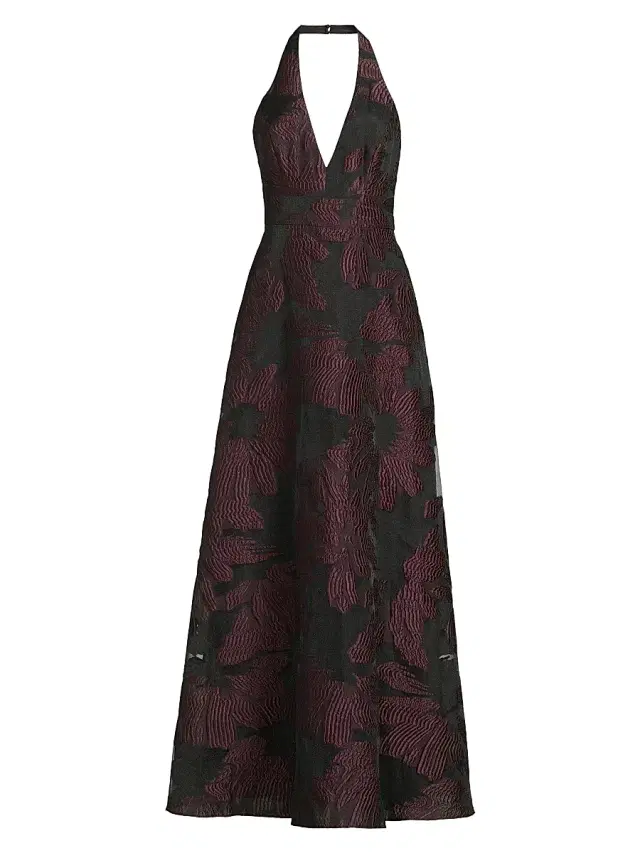 Women's Floral Organza Gown - Midnight Plum