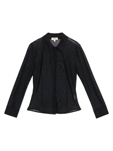 L'AGENCE Women's Indiana Sheer Fitted Blouse - Black | Thumbnail 1