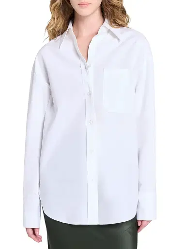 TWP Women's Big Joe Poplin Button-Front Shirt - White - Size XS | Thumbnail 3
