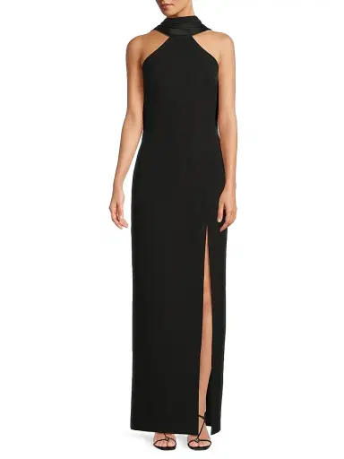 Aidan Mattox Women's Bonded Crêpe Scarf Column Gown | Thumbnail 2 Aidan Mattox Women's Bonded Crêpe Scarf Column Gown | Thumbnail 2