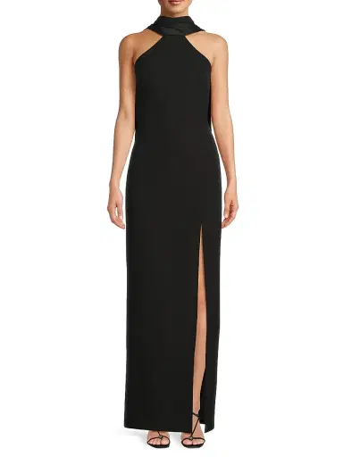 Aidan Mattox Women's Bonded Crêpe Scarf Column Gown | Thumbnail 3 Aidan Mattox Women's Bonded Crêpe Scarf Column Gown | Thumbnail 3