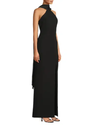 Aidan Mattox Women's Bonded Crêpe Scarf Column Gown | Thumbnail 4 Aidan Mattox Women's Bonded Crêpe Scarf Column Gown | Thumbnail 4