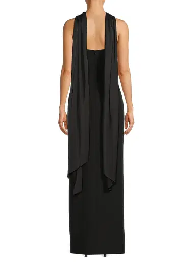 Aidan Mattox Women's Bonded Crêpe Scarf Column Gown | Thumbnail 5 Aidan Mattox Women's Bonded Crêpe Scarf Column Gown | Thumbnail 5