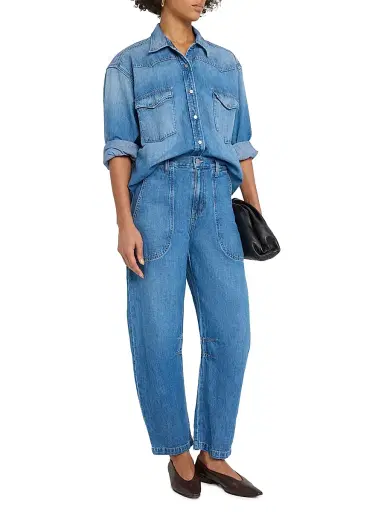 TWP Women's Jetties High-Rise Barrel-Leg Jeans - Blue - Size 30 | Thumbnail 2