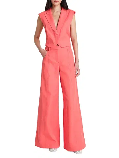 TWP Women's Katie Linen-Blend Tailored Vest - Red - Size Large | Thumbnail 2