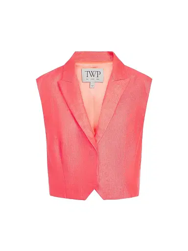 TWP Women's Katie Linen-Blend Tailored Vest - Red - Size Large | Thumbnail 1