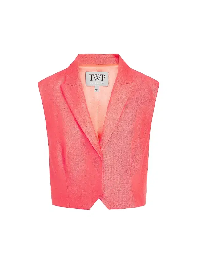 TWP Women's Katie Linen-Blend Tailored Vest - Red