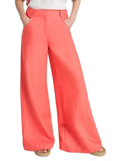 TWP Women's Dees Cotton-Linen Wide-Leg Trousers - Red - Size 6 | Thumbnail 2