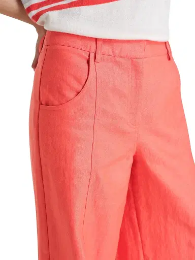 TWP Women's Dees Cotton-Linen Wide-Leg Trousers - Red - Size 6 | Thumbnail 4