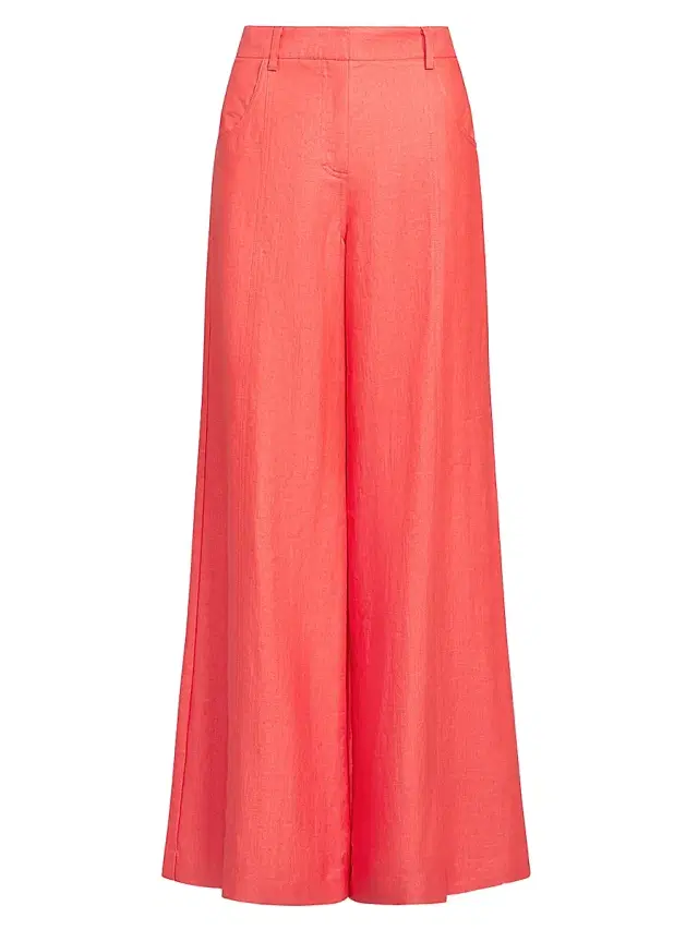 TWP Women's Dees Cotton-Linen Wide-Leg Trousers - Red