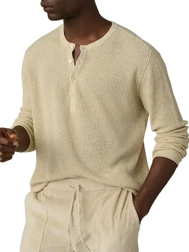 Joe's Jeans Men's Cotton-Linen Henley Sweater - Winter Sand | Thumbnail 7 Joe's Jeans Men's Cotton-Linen Henley Sweater - Winter Sand | Thumbnail 7