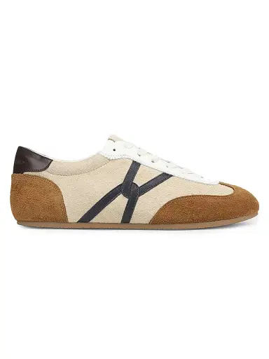 Veronica Beard Women's Riviera Slim Leather-Suede Trainer Sneakers - Sand - Size 11 | Thumbnail 1
