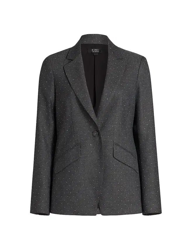 If Only Studio Women's The Shaped Dotted Blazer - Mini Herringbone With Strass