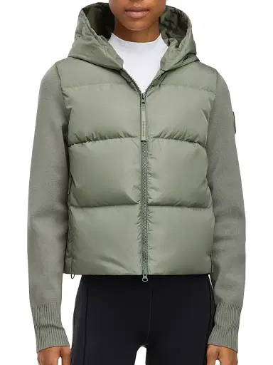 Canada Goose Women's Hybridge Wide Quilt Hooded Puffer Jacket - Sagebrush Armoise - Size XS | Thumbnail 3