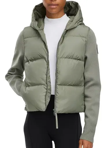 Canada Goose Women's Hybridge Wide Quilt Hooded Puffer Jacket - Sagebrush Armoise - Size XS | Thumbnail 4