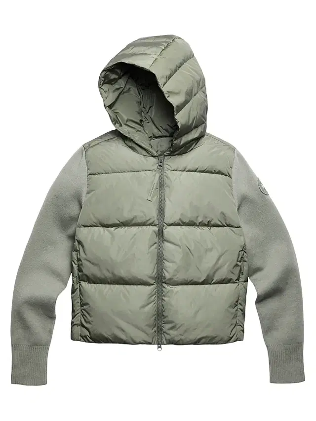 Women's Hybridge Wide Quilt Hooded Puffer Jacket - Sagebrush Armoise