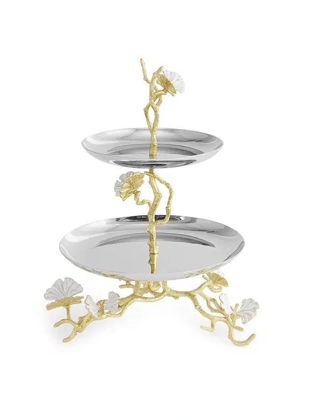 Michael Aram Butterfly Ginkgo Gold 2-Tier Etagere