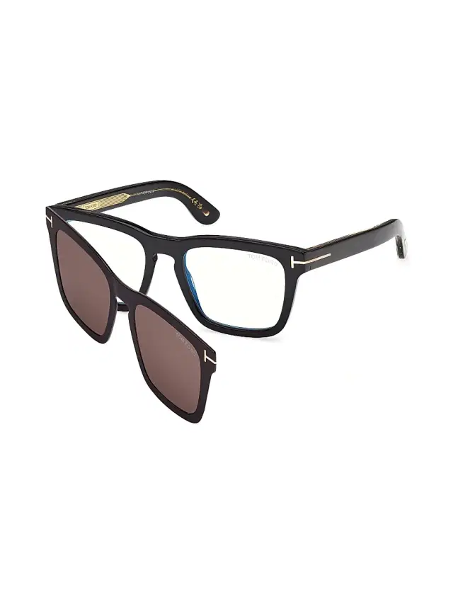 TOM FORD Women's 55MM Blue Block Square Optical Eyeglasses - Black