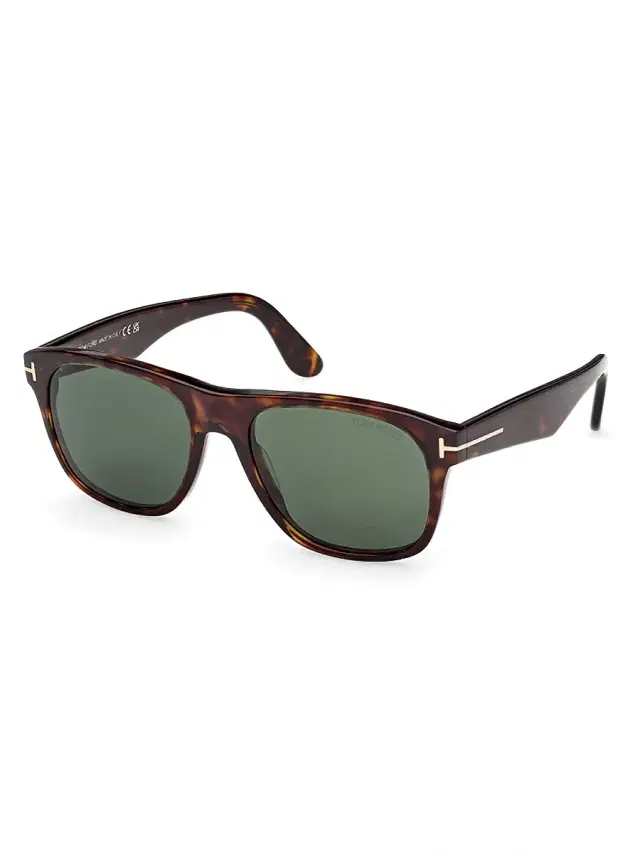 TOM FORD Men's Marlon 55MM Square Sunglasses - Shinydarkhavanagreen