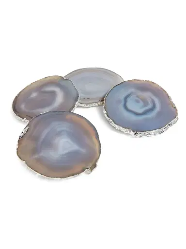 Anna New York Lumino 4-Piece Agate & Pure Silver Coaster Set | Thumbnail 1 Anna New York Lumino 4-Piece Agate & Pure Silver Coaster Set | Thumbnail 1