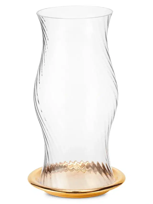 AERIN Milla Small Ceramic & Glass Hurricane - Clear Gold