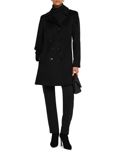 Sofia Cashmere Women's Cashmere Double-Breasted Peacoat - Black - Size 14 | Thumbnail 2 Sofia Cashmere Women's Cashmere Double-Breasted Peacoat - Black - Size 14 | Thumbnail 2