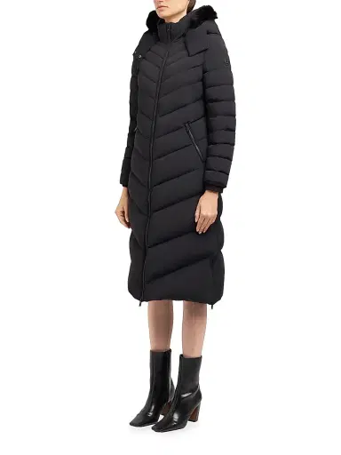 Moose Knuckles Women's Active Flex Cooper Lake Shearling-Hooded Down Parka - Black | Thumbnail 5