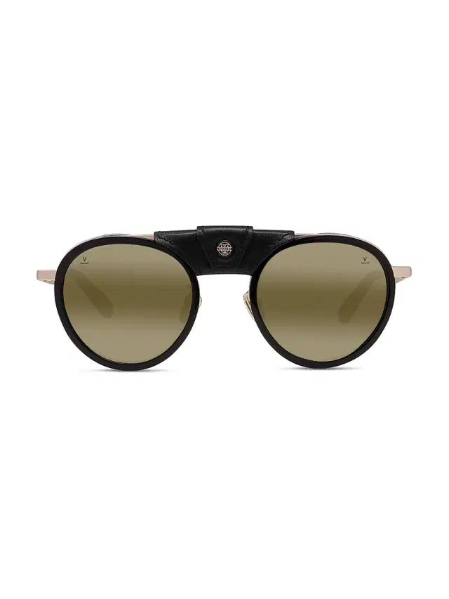 Vuarnet Men's Atelier Glacier 02 52MM Round Sunglasses - Shiny Black Green