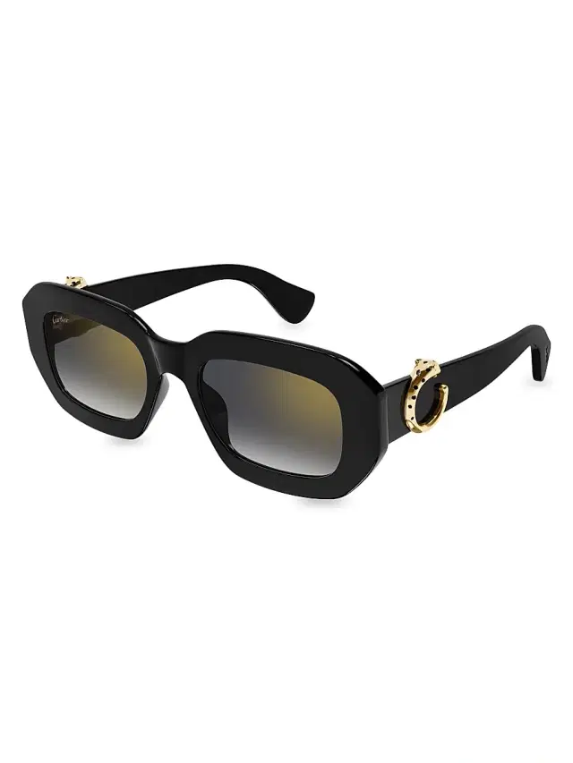 Women's Panthère Classic 52MM Rectangular Sunglasses - Black