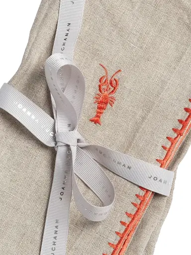 Joanna Buchanan Lobster Embroidered Dinner Napkins, Set of 2 - Flax | Thumbnail 2 Joanna Buchanan Lobster Embroidered Dinner Napkins, Set of 2 - Flax | Thumbnail 2