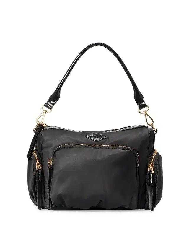 Women's Chelsea Nylon & Patent Leather Crossbody Bag - Black