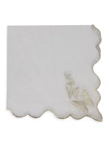 Nomi K Butterfly Embroidered Linen Napkin Set of 4 - White | Thumbnail 1