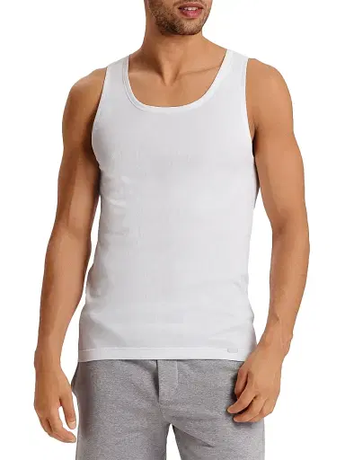 Hanro Men's Cotton Essentials Rib-Knit Tank - White | Thumbnail 4 Hanro Men's Cotton Essentials Rib-Knit Tank - White | Thumbnail 4
