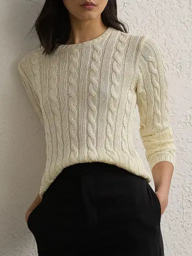 Ralph Lauren Collection Women's Cable-Knit Silk Sweater - Cream - Size XS | Thumbnail 2