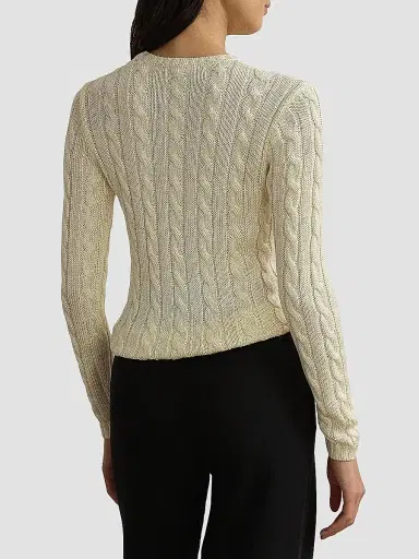 Ralph Lauren Collection Women's Cable-Knit Silk Sweater - Cream - Size XS | Thumbnail 3