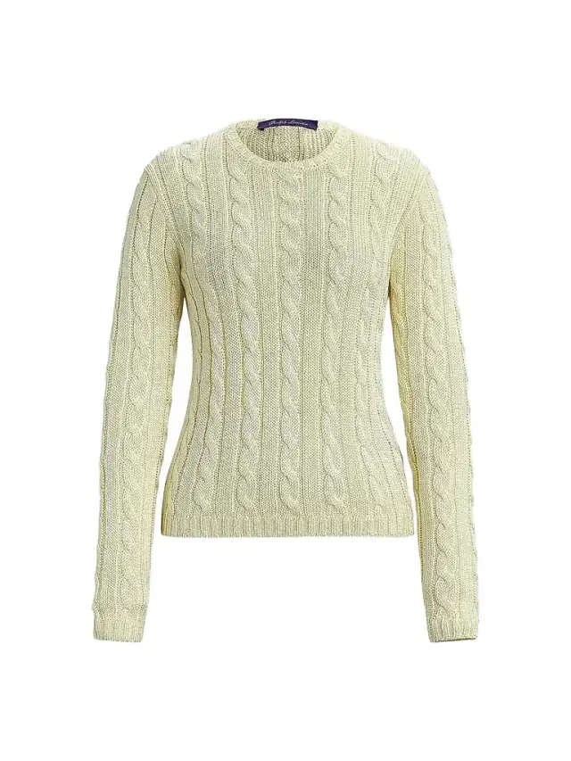 Ralph Lauren Collection Women's Cable-Knit Silk Sweater - Cream