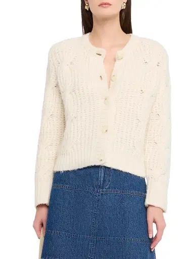 Tanya Taylor Women's Hale Cable-Knit Cardigan - Optic White | Thumbnail 3 Tanya Taylor Women's Hale Cable-Knit Cardigan - Optic White | Thumbnail 3