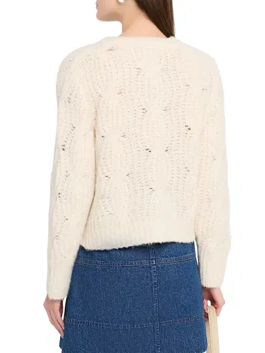 Tanya Taylor Women's Hale Cable-Knit Cardigan - Optic White | Thumbnail 4 Tanya Taylor Women's Hale Cable-Knit Cardigan - Optic White | Thumbnail 4